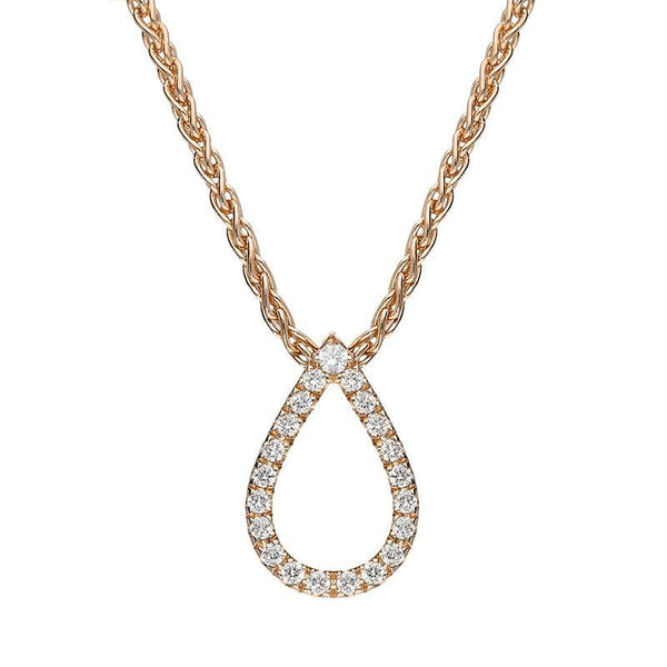 18ct Rose Gold Diamond Pave Set Pear Necklace BLC-127