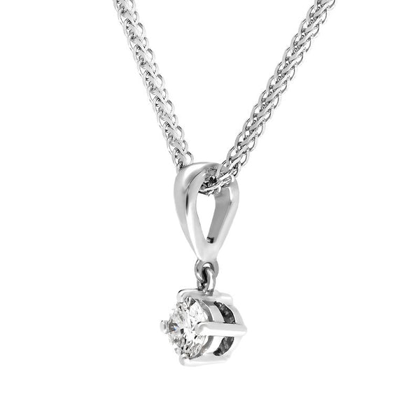 18ct White Gold 0.10ct Diamond Brilliant Cut Solitaire Necklace, FEU-2197.