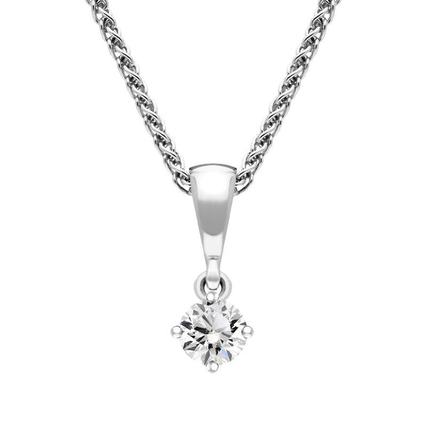 18ct White Gold 0.10ct Diamond Brilliant Cut Solitaire Necklace, FEU-2197.