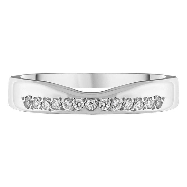 18ct White Gold 0.10ct Diamond Dipped Centre Half Eternity Ring, CGN-594