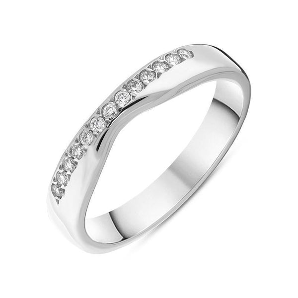 18ct White Gold 0.10ct Diamond Dipped Centre Half Eternity Ring, CGN-594