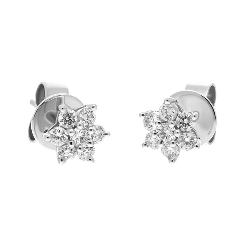 18ct White Gold Diamond Cluster Flower Stud Earrings, 181732-4_3