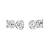 18ct White Gold Diamond Princess and Marquise Cut Cluster Stud Earrings, FEU-2523_3