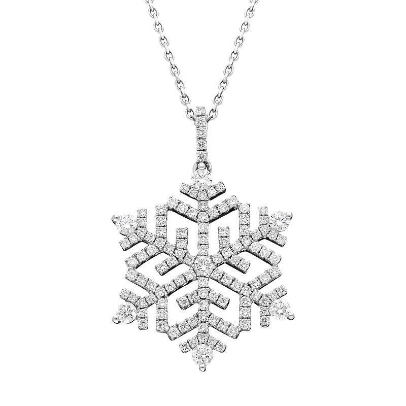 18ct White Gold Snowflake 1.13ct Diamond Necklace