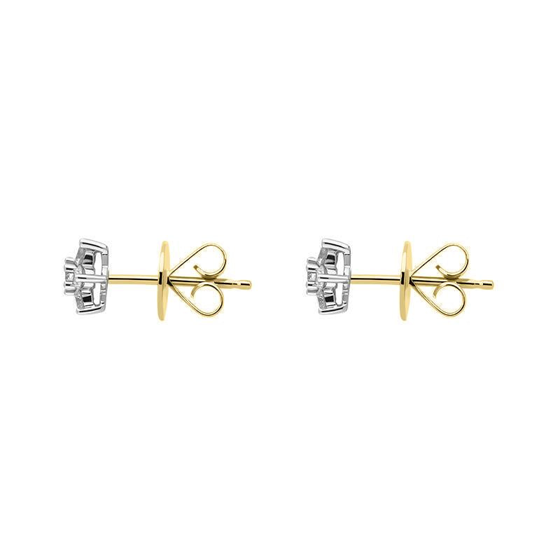 18ct White and Yellow Gold Diamond Cluster Stud Earrings, FEU-2488_3