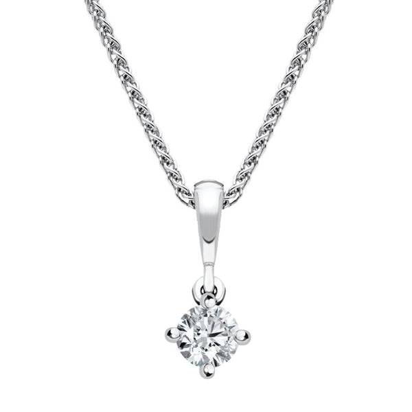 18ct White Gold 0.15ct Diamond Brilliant Cut Solitaire Necklace FEU-2184