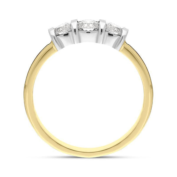 30186394 18ct Yellow Gold 0.50ct Diamond Trilogy Bar Set Ring, FEU-2310