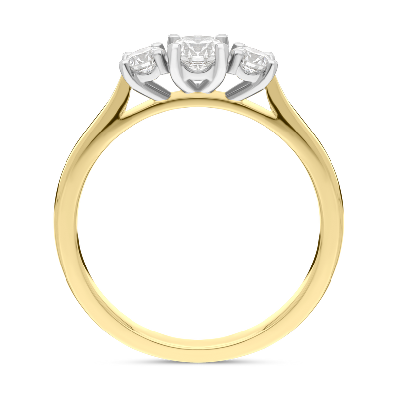 30186399 18ct Yellow Gold 0.50ct Diamond Trilogy Ring, FEU-2315