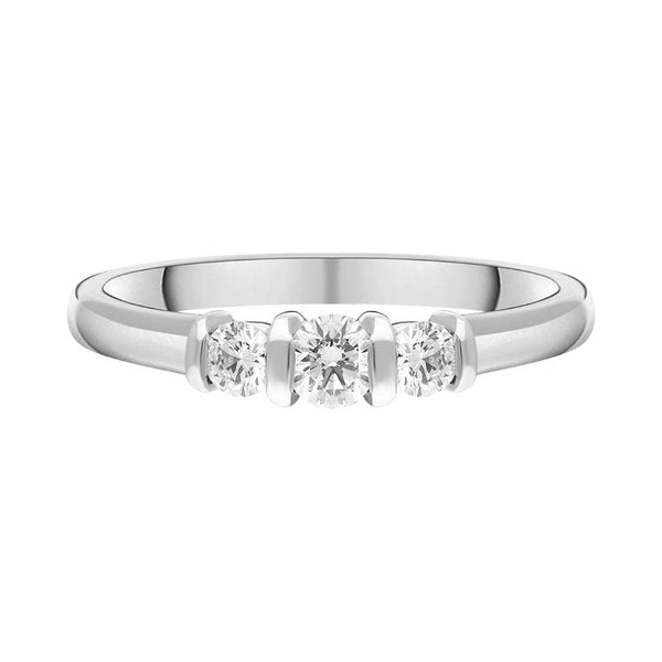 Platinum 0.35ct Diamond Trilogy Bar Set Ring. FEU-1190