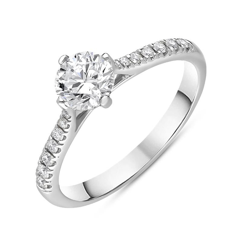 Platinum 0.89ct Diamond Set Shoulder Solitaire Ring, FEU-2392