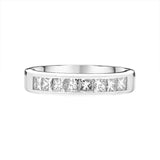 Platinum 0.97ct Diamond Eight Stone Princess Cut Half Eternity Ring DW108