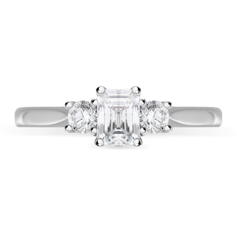 Platinum Diamond Emerald Cut Three Stone Ring, FEU-2389_2