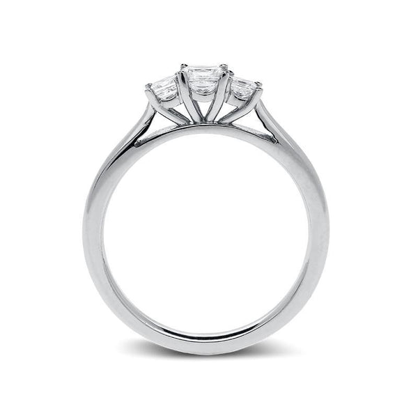 Platinum 0.53ct Diamond Princess Cut Trilogy Ring FEU-1496