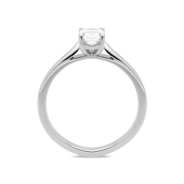 Platinum 0.70ct Diamond Emerald Cut Solitaire Ring. FEU-804.